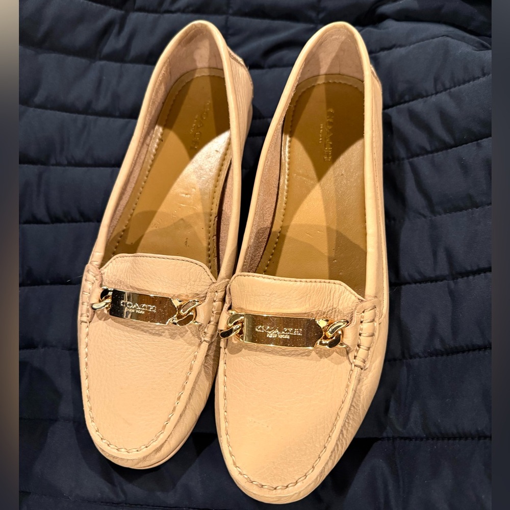 Coach Cream Loafers with Gold Detail 8b